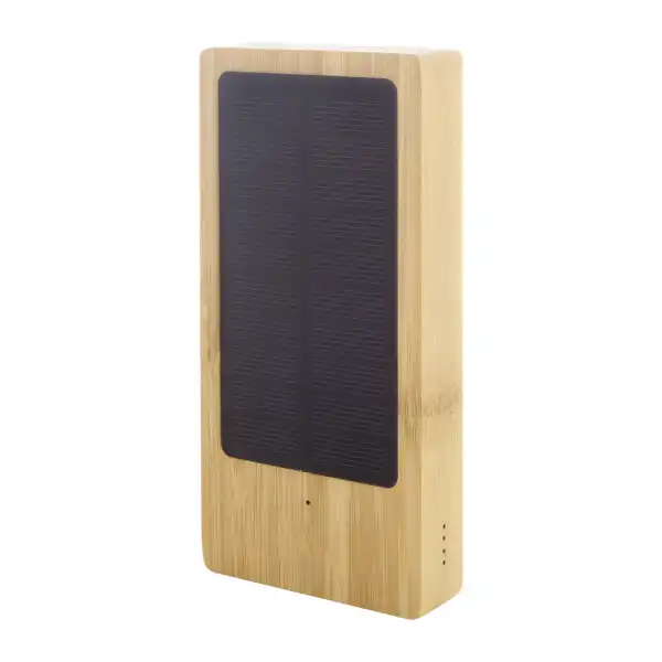 Powerbank solarny — bambus, 8000 mAh, panel słoneczny