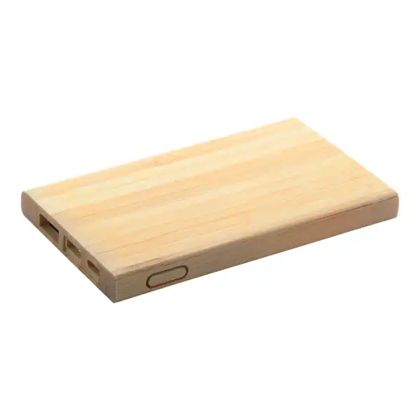 Bambusowy powerbank — 4000 mAh, USB-C i micro USB