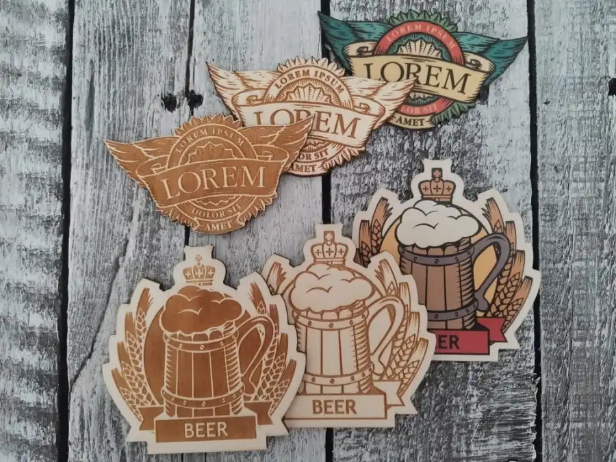 Magnes na lodówkę z logo — sklejka, nadruk UV lub grawer
