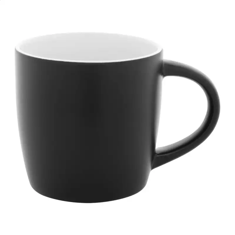 Kubek ceramiczny 300 ml — biały i czarny, ujęcie pod kątem