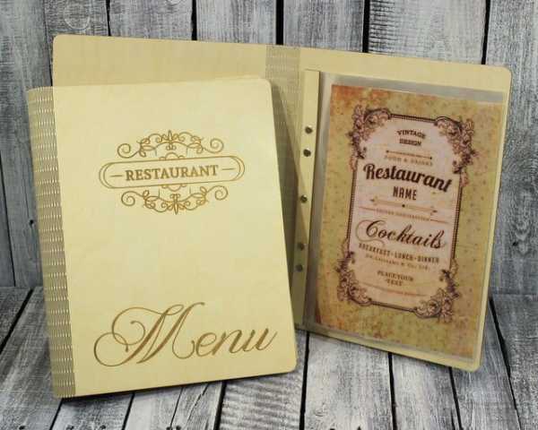 Menu drewniane A4 żywy zawias