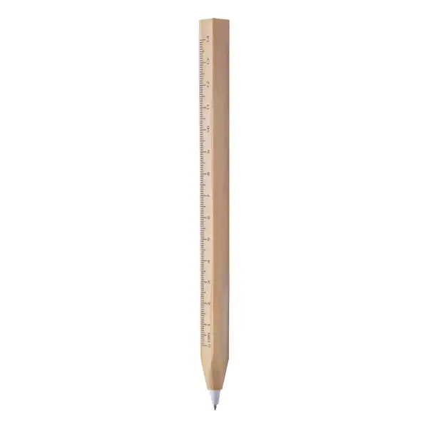 Drewniany długopis z linijką — kwadratowy korpus, linijka 14 cm
